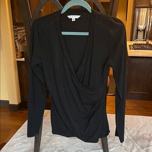 Black Long Sleeve Wrap Top